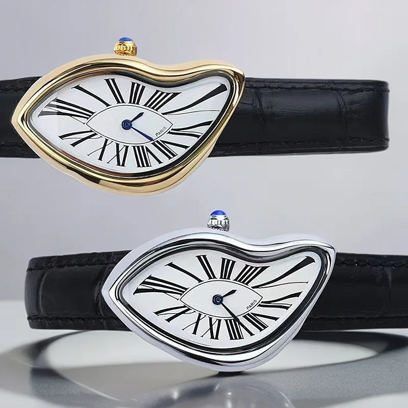 Medieval Crash Creative Melting Twisted Watch High Quality Genuine Leather Watch For Men Luxurious Sapphire Glass Men's Watch - Merit Sell