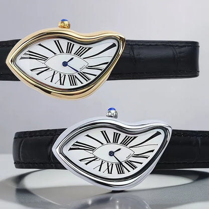 Medieval Crash Creative Melting Twisted Watch High Quality Genuine Leather Watch For Men Luxurious Sapphire Glass Men's Watch - Merit Sell