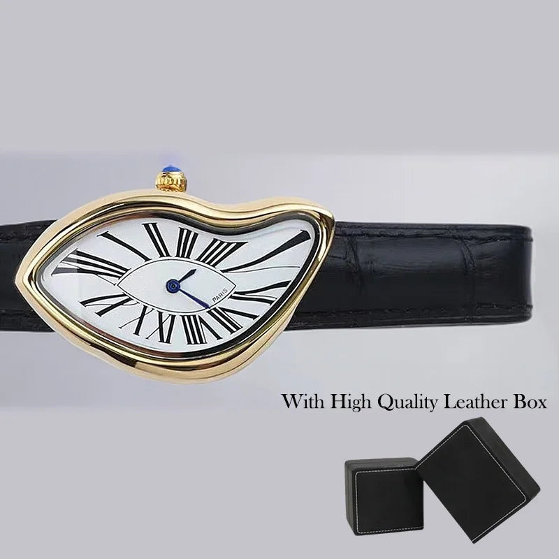 Medieval Crash Creative Melting Twisted Watch High Quality Genuine Leather Watch For Men Luxurious Sapphire Glass Men's Watch - Merit Sell