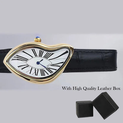 Medieval Crash Creative Melting Twisted Watch High Quality Genuine Leather Watch For Men Luxurious Sapphire Glass Men's Watch - Merit Sell