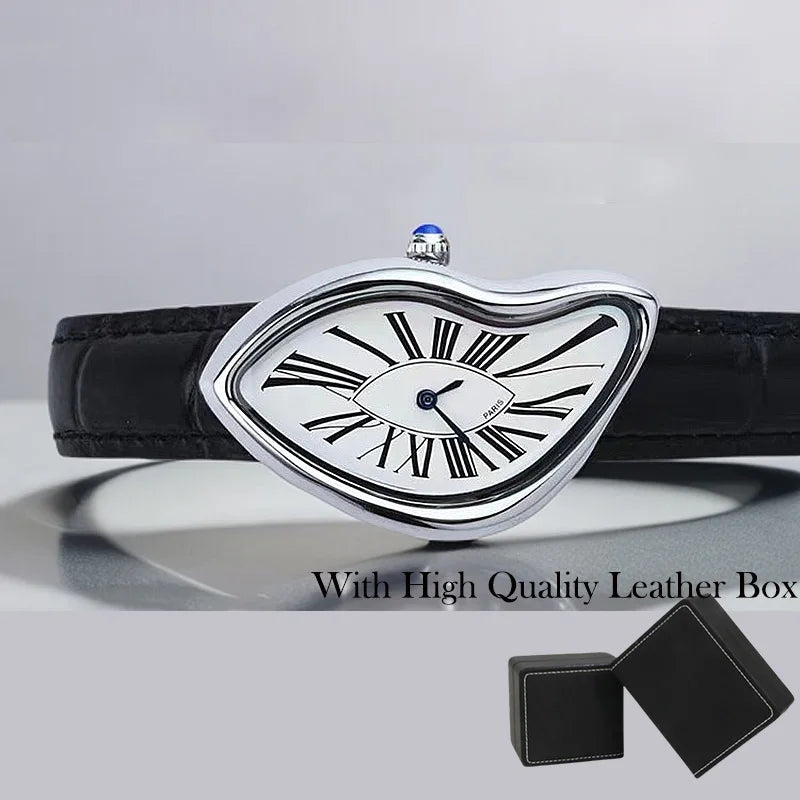 Medieval Crash Creative Melting Twisted Watch High Quality Genuine Leather Watch For Men Luxurious Sapphire Glass Men's Watch - Merit Sell