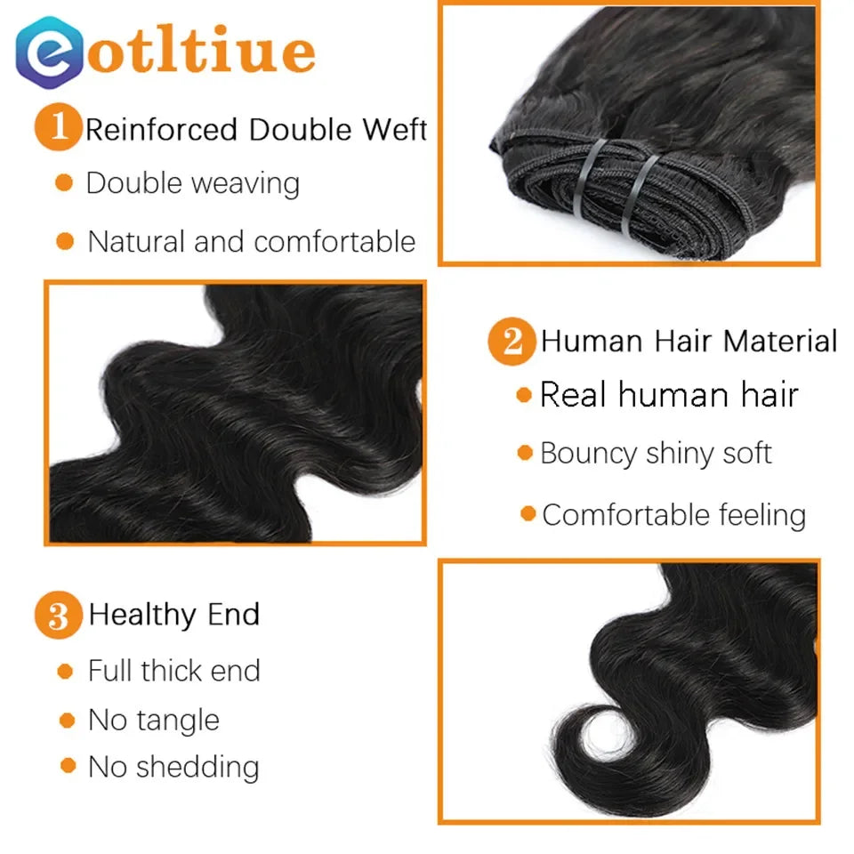 Merit Sell Human Hair Black Wavy Clip Ins - Natural Volume - Merit Sell