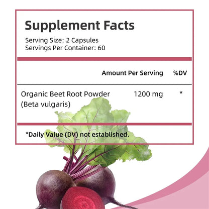 Merit Sell Natural Beet Supplement for Blood Circulation - 120 Capsules - Merit Sell