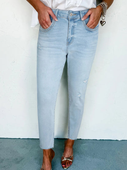 Mid Rise Ankle-Length Distressed Skinny Jeans - Merit Sell