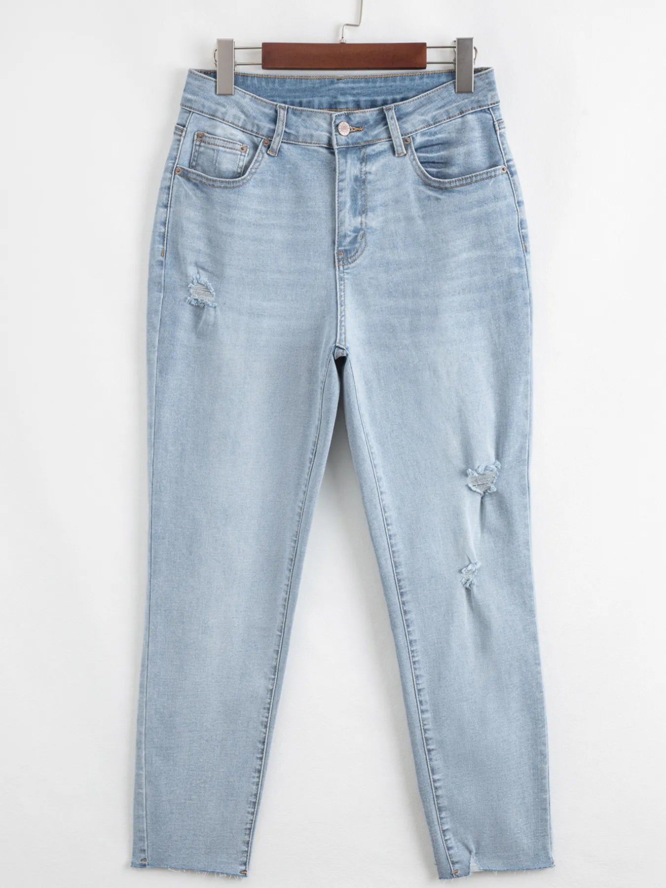 Mid Rise Ankle-Length Distressed Skinny Jeans - Merit Sell