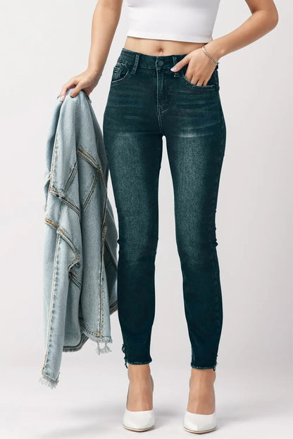 Mid-Rise Waist Skinny Jeans with Pockets - Merit Sell