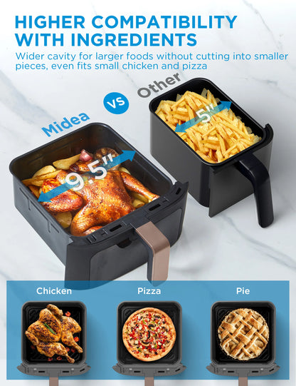 Midea Hot Air Fryer, Double Stack, Overlapping Airfryer, Smart WiFi Sync with Alexa, 11L XL Vertical Space-Saving ,MAF002S - Merit Sell
