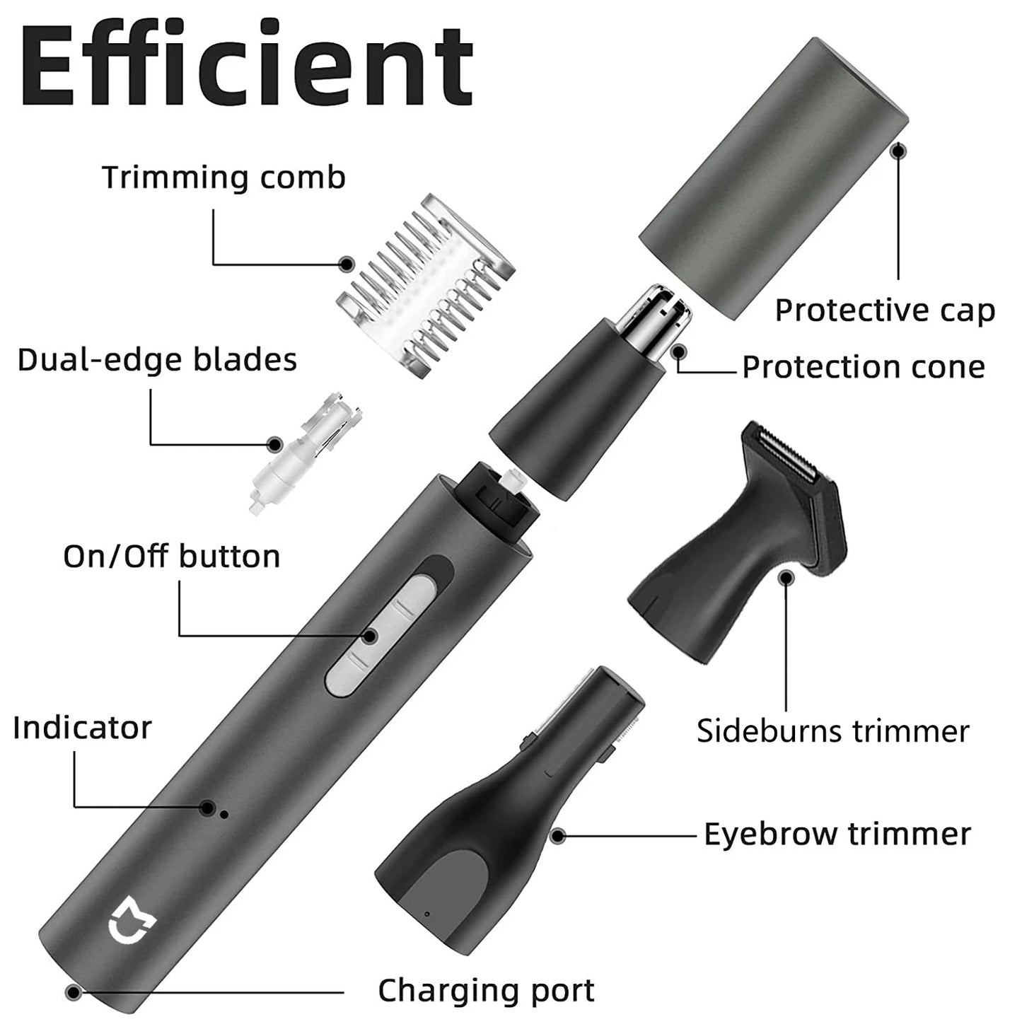 Mijia Electric Ear Nose Hair Trimmer for Men Women 3 in 1 Hair Clipper Shaver Painless  Sideburns Eyebrows Beard Trimmer