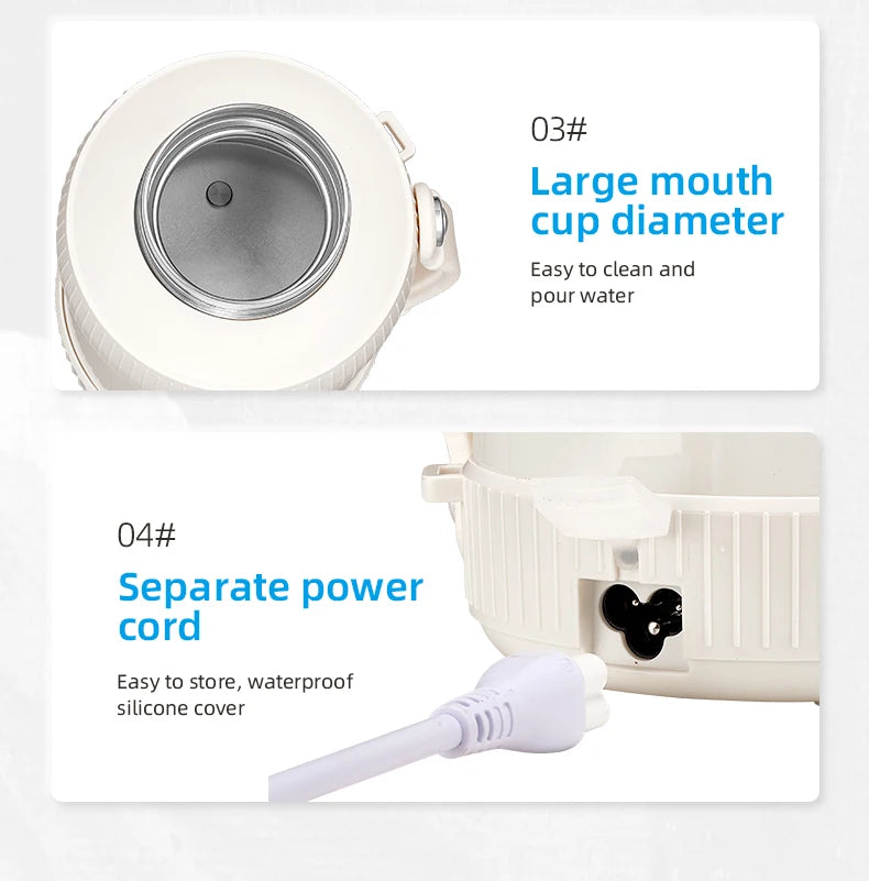 Mini Electric Kettle Water Thermal Portable Heating Boiler Travel Stainless Steel Tea Pot Coffee Milk Boiling Bottle Health Pot - Merit Sell