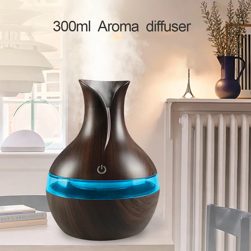 Mini USB Diffuser Air Humidifier with 7-Colors LED night light Aromatherapy Diffuser 300ml Cool Mist Maker for home bedroom - Merit Sell
