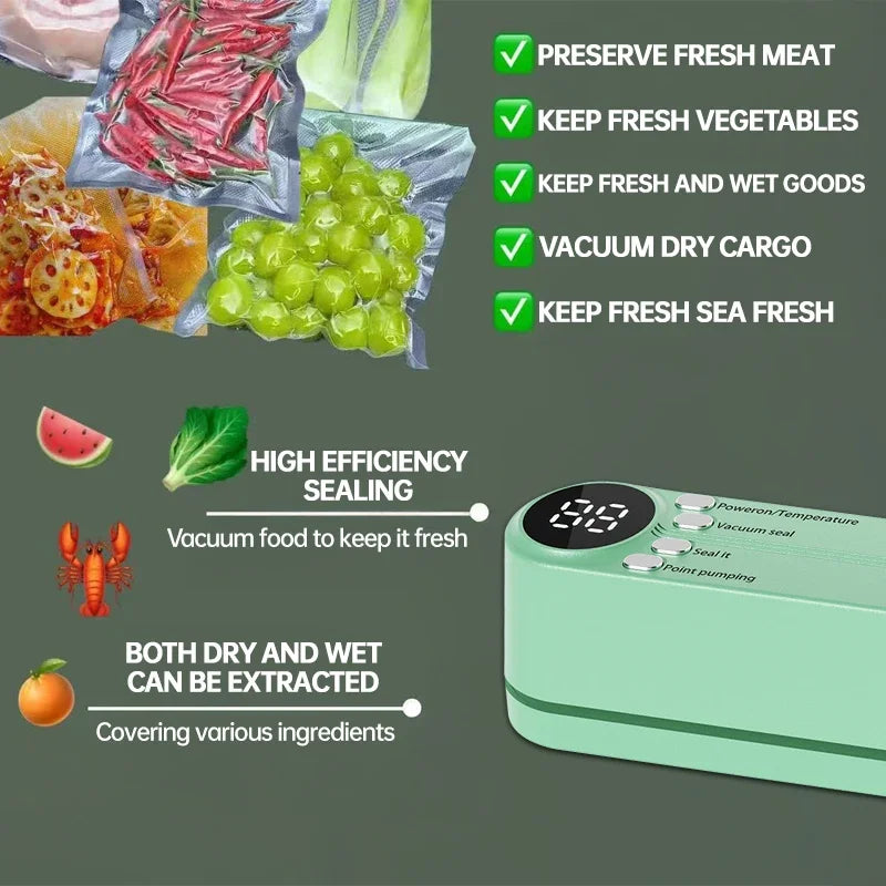 Mini Vacuum Sealer Machine Bag Rolls Food Sealer Compact Food Preservation System with Vacuum Bags & Inhalation tool kit - Merit Sell