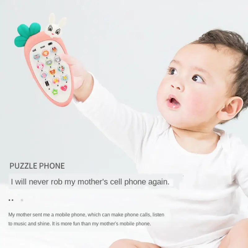 Montessori Baby Radish Phone Toys Music Sound Teether Bitable Educational Learning Story Electronic Sleeping Puzzle Toys Kids - Merit Sell
