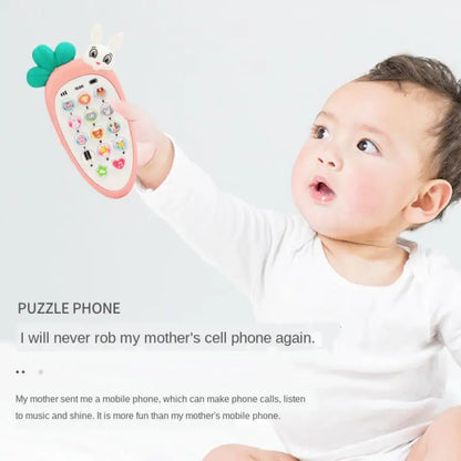 Montessori Baby Radish Phone Toys Music Sound Teether Bitable Educational Learning Story Electronic Sleeping Puzzle Toys Kids - Merit Sell