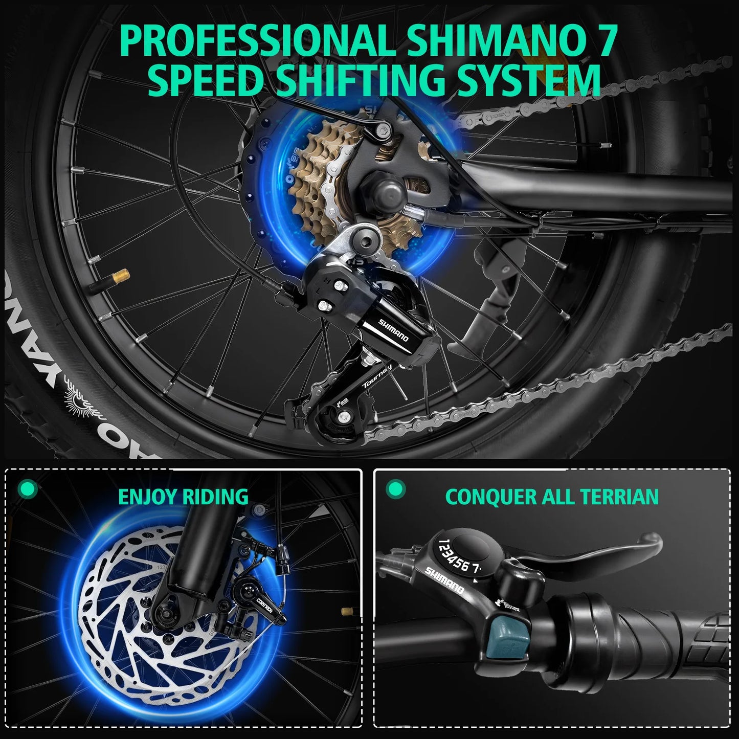 Mountain Electric bicycle 1000W Motor 48V15AH Lithium battery Motorcycle Style E-bicycle 20*4.0 Fat Tire Off-Road Electric Bike - Merit Sell