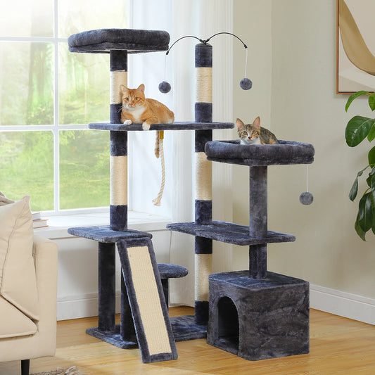 Multi-Level Cat Tree Tower with Sisal Scratching Posts and Pad Soft Top Perch Large Cat Condo for Indoor Cat Scratchers Cat Toys - Merit Sell