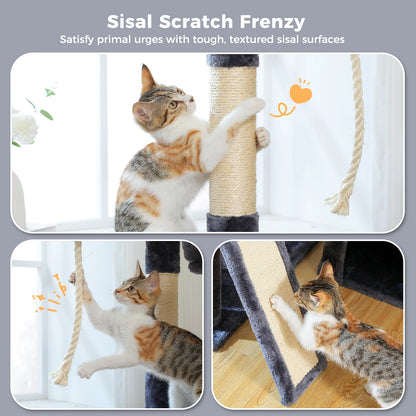 Multi-Level Cat Tree Tower with Sisal Scratching Posts and Pad Soft Top Perch Large Cat Condo for Indoor Cat Scratchers Cat Toys - Merit Sell