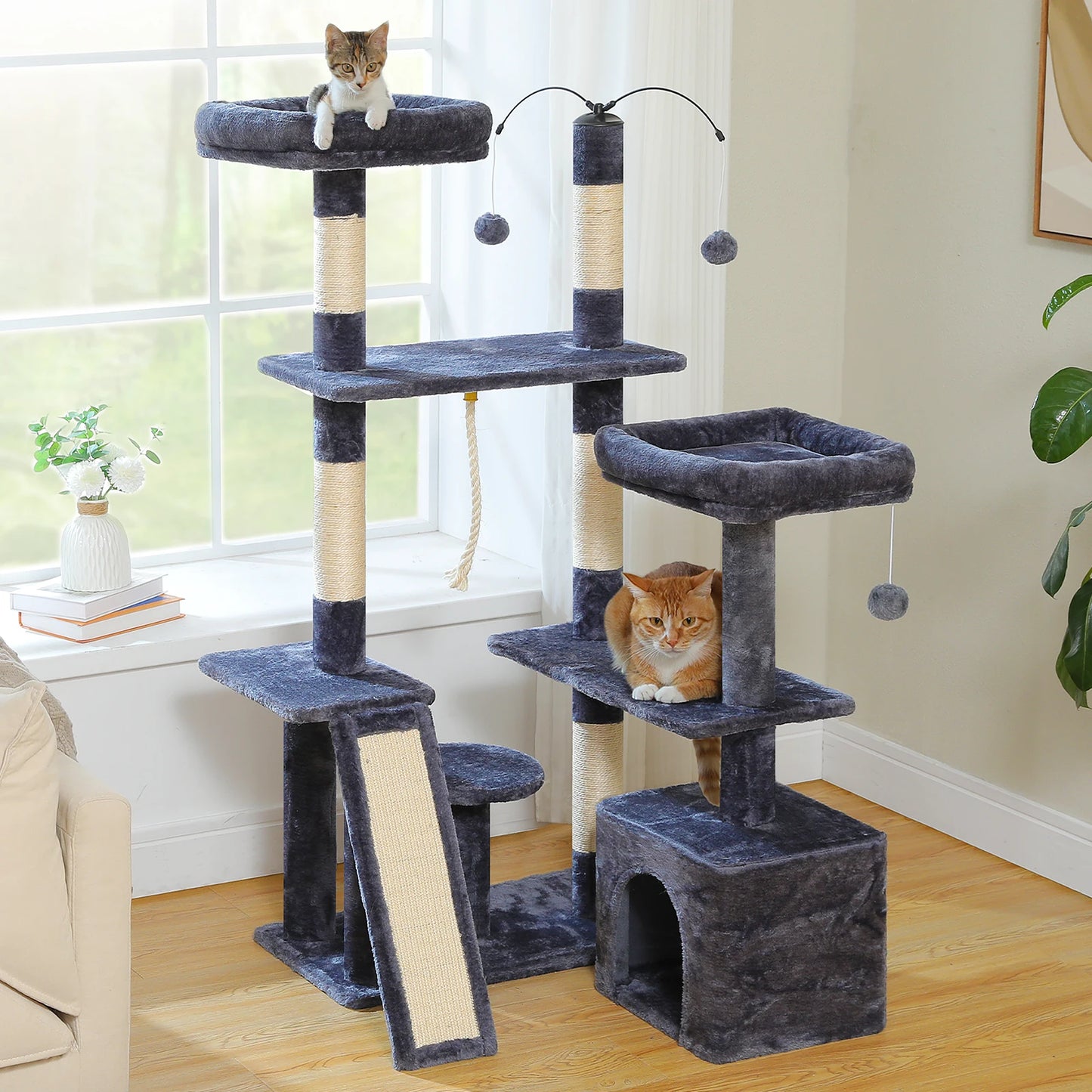 Multi-Level Cat Tree Tower with Sisal Scratching Posts and Pad Soft Top Perch Large Cat Condo for Indoor Cat Scratchers Cat Toys - Merit Sell