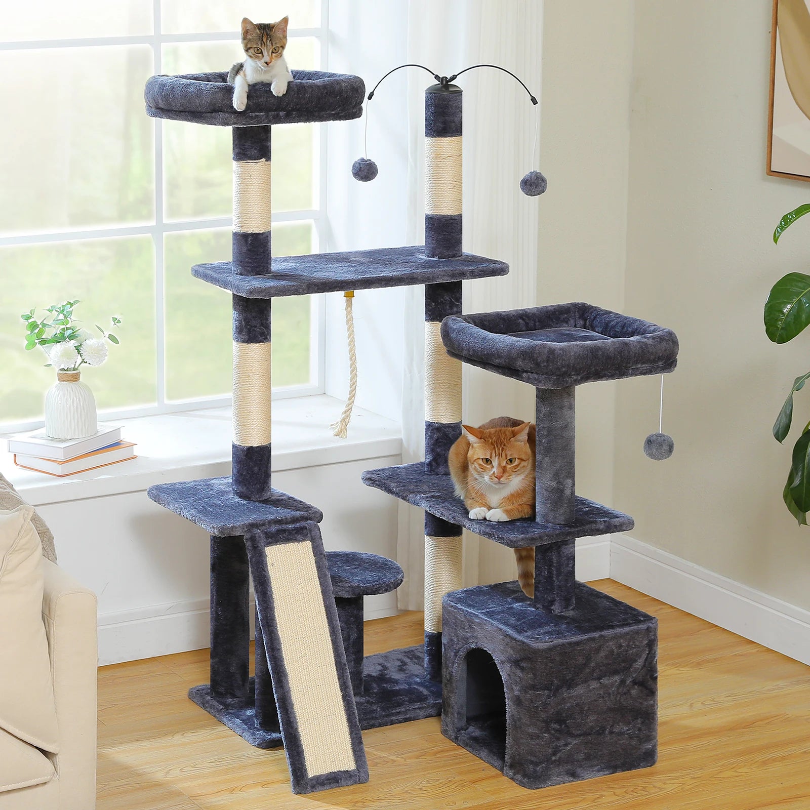 Multi-Level Cat Tree Tower with Sisal Scratching Posts and Pad Soft Top Perch Large Cat Condo for Indoor Cat Scratchers Cat Toys - Merit Sell