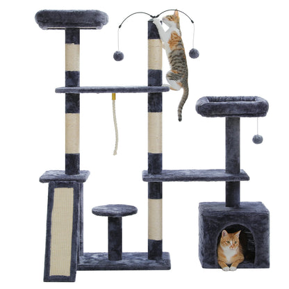 Multi-Level Cat Tree Tower with Sisal Scratching Posts and Pad Soft Top Perch Large Cat Condo for Indoor Cat Scratchers Cat Toys - Merit Sell