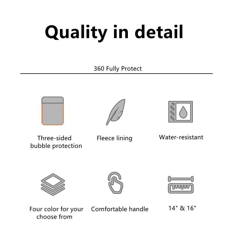 Multi-pockets Laptop Sleeve for MacBook Air 13.6 Handle Laptop Bag for MacBook Pro 14 Shocproof Notebook Bag for MacBook 16.2 M3 - Merit Sell