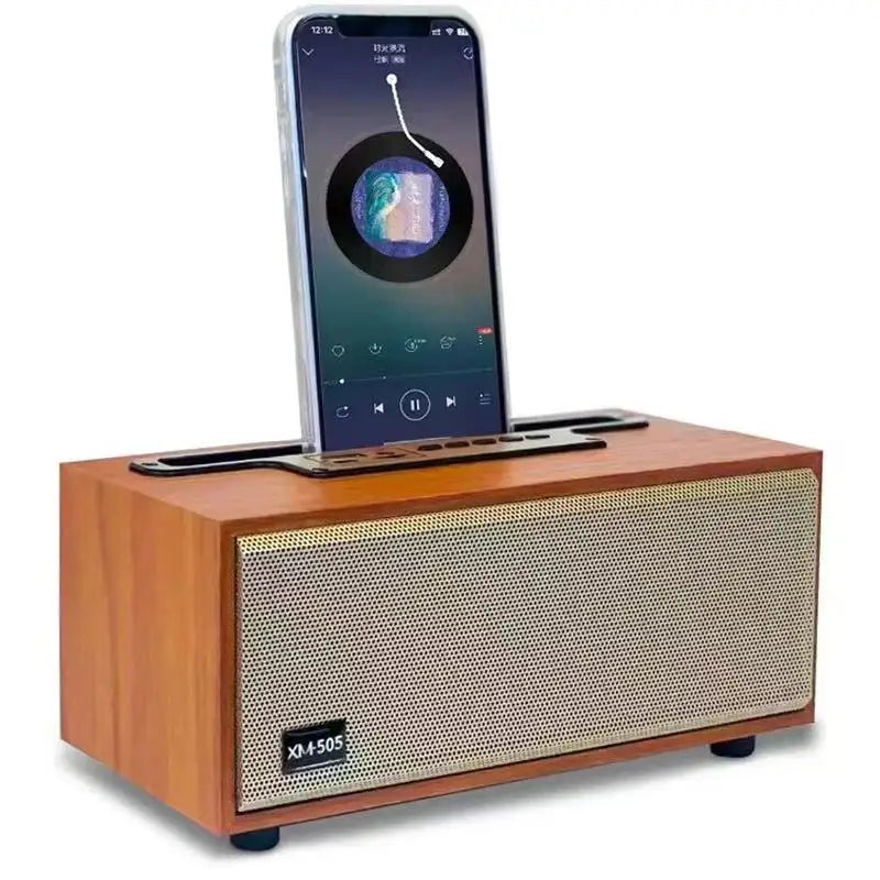 Multifunction Wooden Wireless Bluetooth Speaker TWS  Subwoofer Remote Sound System Mobile Phone Holder Portable Desktop FM Radio - Merit Sell