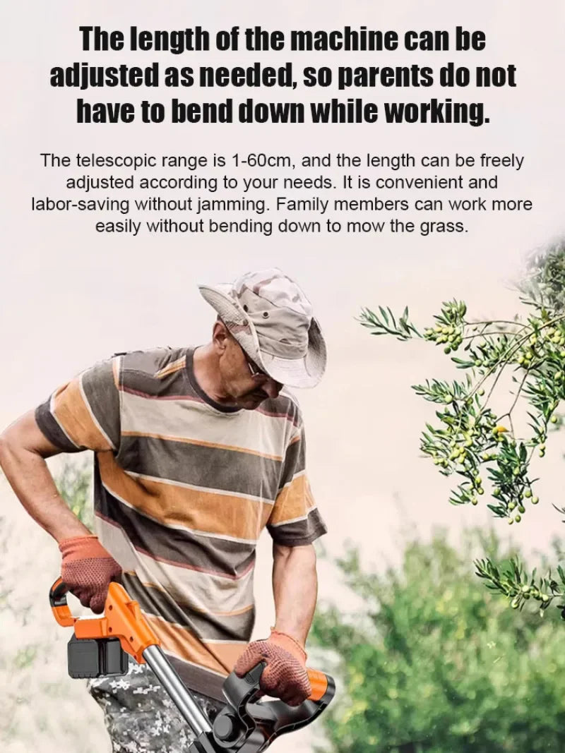Multifunctional Lithium Lawn Mower Small Home Handheld Electric Weed Whacker Length Adjustable Grass Trimmer for Prune Garden - Merit Sell