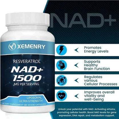 NAD + Resveratrol - Anti aging, Boost Energy, Cell Repair and Skin Health - Merit Sell