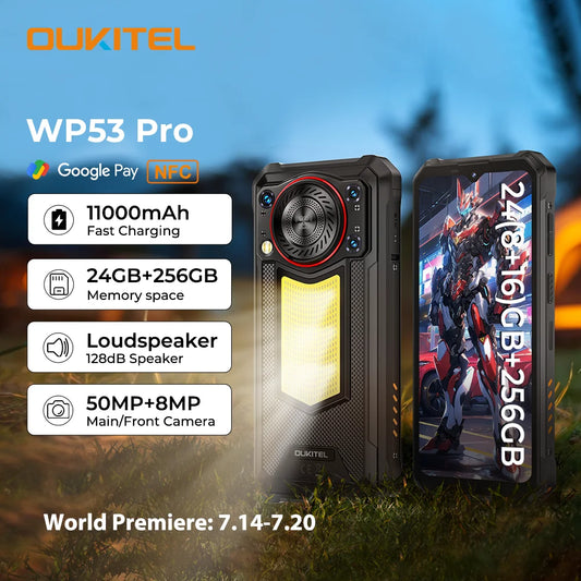 【NEW】OUKITEL WP53 PRO Rugged Phone, 24GB+256GB 11000mAh Android 15 6.52" NFC 50MP Cell Phone - Merit Sell