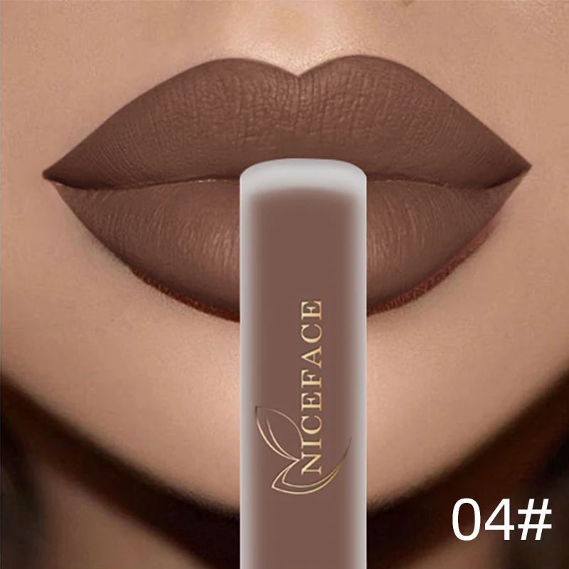 NICEFACE Lip Gloss Waterproof Matte Liquid Lipstick Long Lasting Velvet Lipgloss Tint Tube Nude Pigment Lip Makeup Cosmetics - Merit Sell