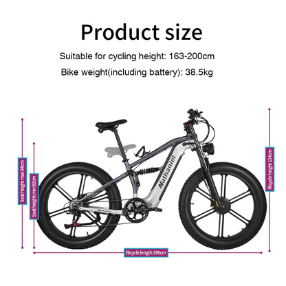 Nathaniel SYR09 26*4.0 electric bike, dual motor 2000W integrated wheel, 48V 20Ah, adjustable shock absorption, suitable for be - Merit Sell