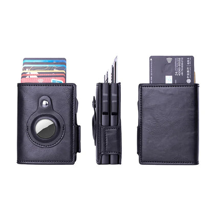 New Airtag Wallet ID Bank Credit Card Holder RFID Blocking Airtags Card Bag Men PU Leather Purse With Double Aluminum Box - Merit Sell