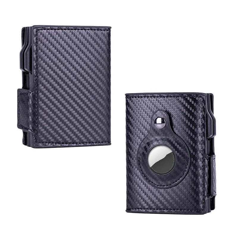New Airtag Wallet ID Bank Credit Card Holder RFID Blocking Airtags Card Bag Men PU Leather Purse With Double Aluminum Box - Merit Sell