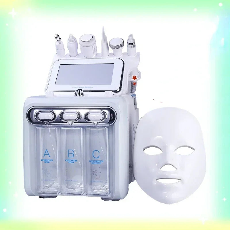 New Arrival! Multifunction skin care device 7 in 1 anti aging small bubble H2O2 hydrogen oxygen jet beauty machine with Led Mask - Merit Sell