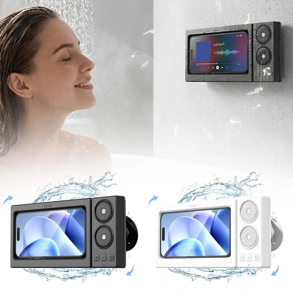 New Bluetooth Shower Speaker IPX6 Waterproof Shower Phone Holder Touch Screen 360° Rotating Arm - Merit Sell