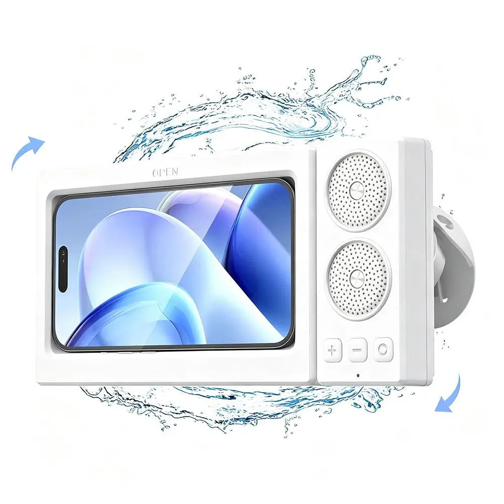 New Bluetooth Shower Speaker IPX6 Waterproof Shower Phone Holder Touch Screen 360° Rotating Arm - Merit Sell
