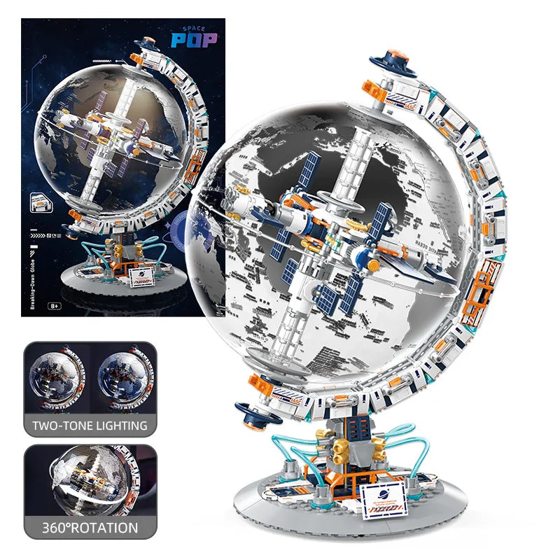 New Creative Technology Space Station Transparent Globe Building Blocks High Tech Construction Bricks Set Toy Gifts For Children - Merit Sell