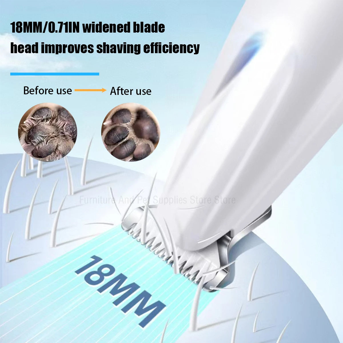 New Dog Paw Trimmer with LED Light Fully Waterproof Pet Hair Trimmer with LED Display Dog Clippers for Grooming 18mm Widen Blade - Merit Sell