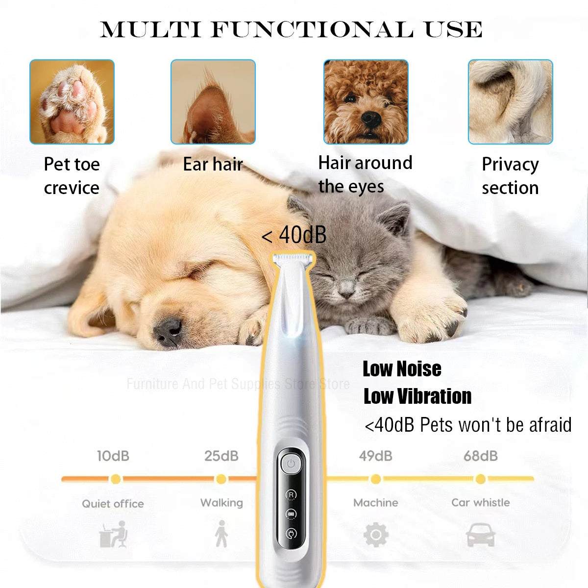 New Dog Paw Trimmer with LED Light Fully Waterproof Pet Hair Trimmer with LED Display Dog Clippers for Grooming 18mm Widen Blade - Merit Sell