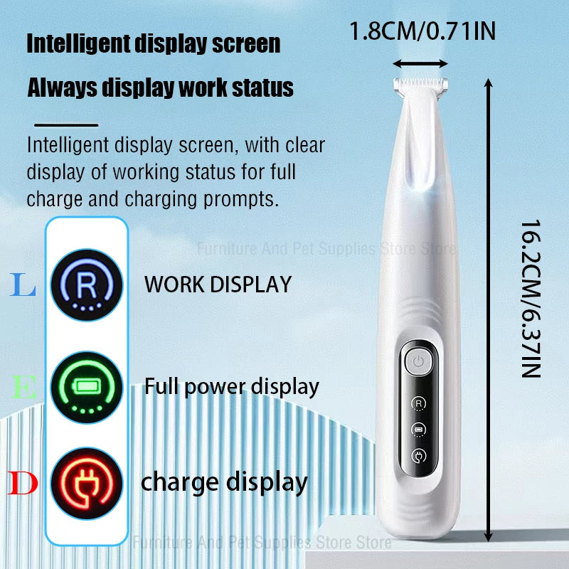 New Dog Paw Trimmer with LED Light Fully Waterproof Pet Hair Trimmer with LED Display Dog Clippers for Grooming 18mm Widen Blade - Merit Sell