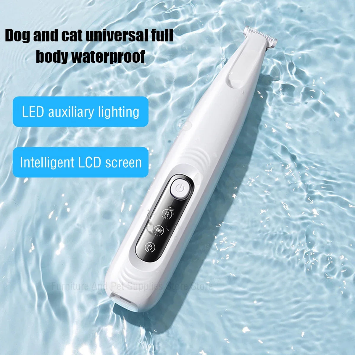 New Dog Paw Trimmer with LED Light Fully Waterproof Pet Hair Trimmer with LED Display Dog Clippers for Grooming 18mm Widen Blade - Merit Sell