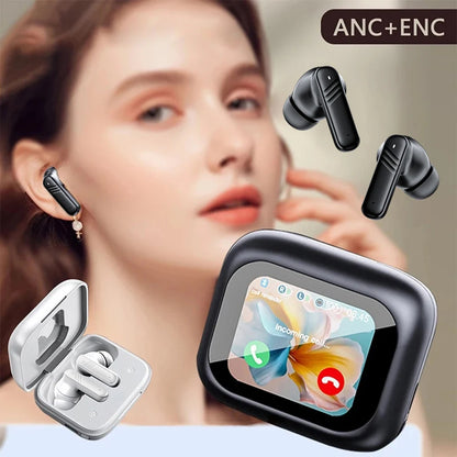 New Full Touch Screen Headphones ANC Bluetooth 5.4 Noise Cancelling Earphones HiFi Stereo Wireless In-Ear ENC Earbuds With Mic - Merit Sell