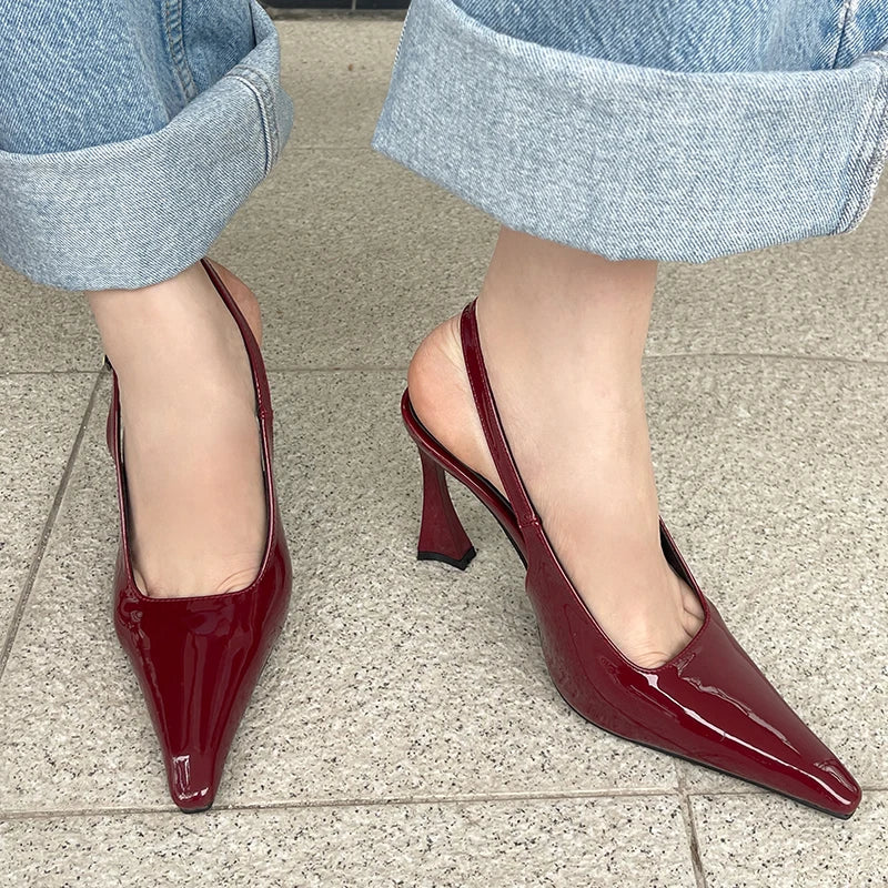 New In 2025 Pumps Footwear Elegant Women Heeled Shoes Fashion Buckle Strap Female Pointed Toe Slingbacks Ladies High Heels Shoes - Merit Sell