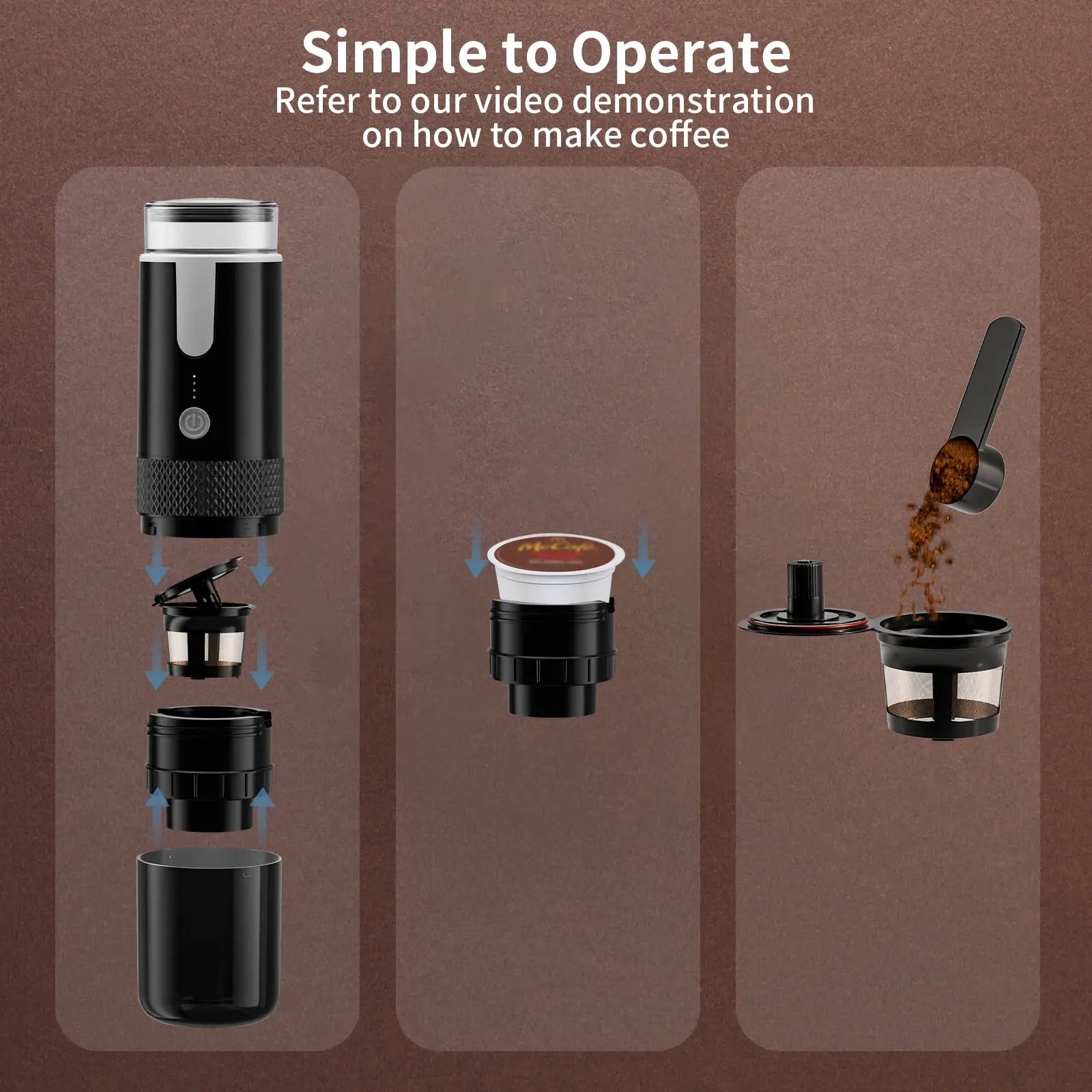 New Portable Wireless Coffee Maker Automatic Electric Capsule Ground Coffee Brewer Machine Fit Coffee Powder and Coffee Capsule - Merit Sell