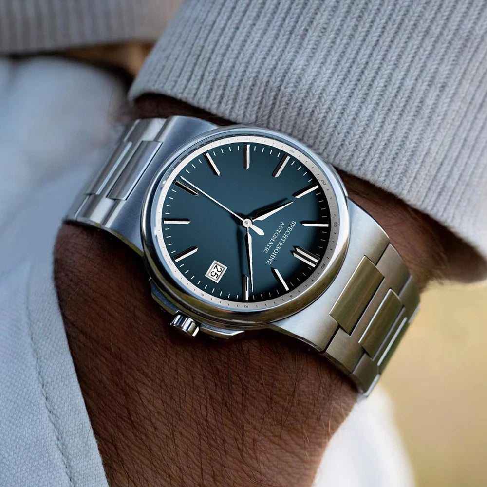 New Specht&Sohne Salmon Men's Automatic Watch 38MM Stainless Steel Japanese NH35 Mechanical Watch 50M Waterproof - Merit Sell