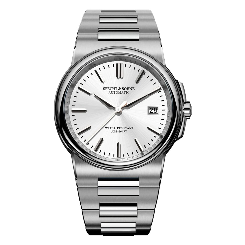 New Specht&Sohne Salmon Men's Automatic Watch 38MM Stainless Steel Japanese NH35 Mechanical Watch 50M Waterproof - Merit Sell