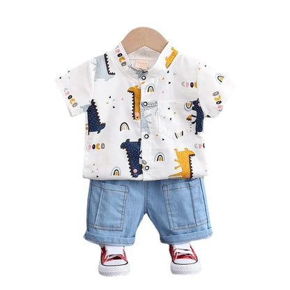 New Summer Baby Boys Clothes Suit Children Fashion Cartoon Shirt Shorts 2Pcs/Sets Toddler Casual Costume Infant Kids Tracksuits - Merit Sell