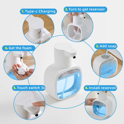 New Wall Mounted Automatic Soap Dispenser Foam Smart Hand Washing Machine 500ml Liquid Rechargeable Bathroom Induction Sensor - Merit Sell