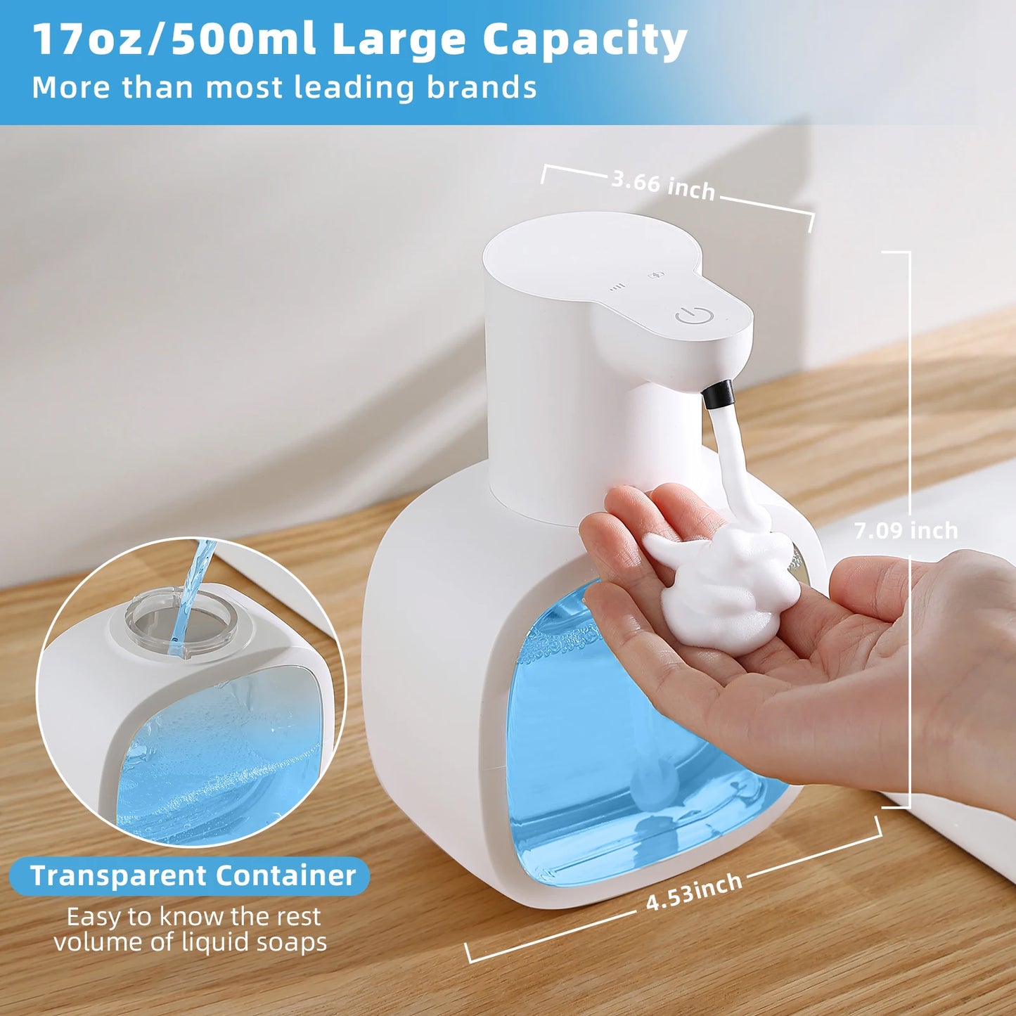 New Wall Mounted Automatic Soap Dispenser Foam Smart Hand Washing Machine 500ml Liquid Rechargeable Bathroom Induction Sensor - Merit Sell