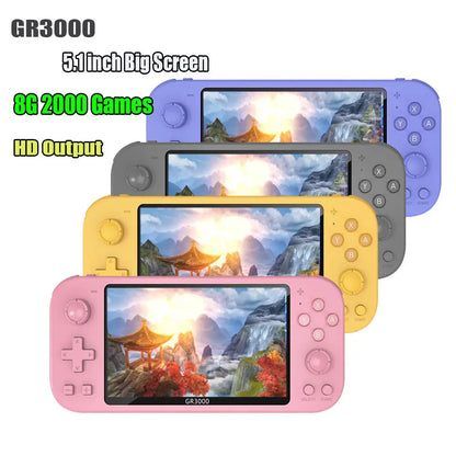 Newest 5.1 Inch HD Dual Controller Portable Retro Arcade Fc GR3000 Handled Game Console - Merit Sell