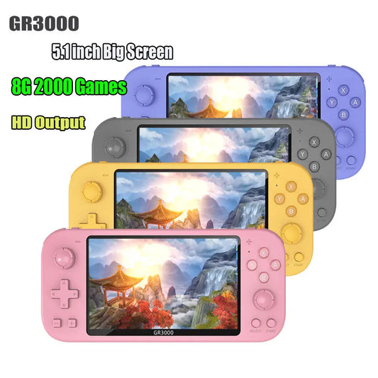 Newest 5.1 Inch HD Dual Controller Portable Retro Arcade Fc GR3000 Handled Game Console - Merit Sell
